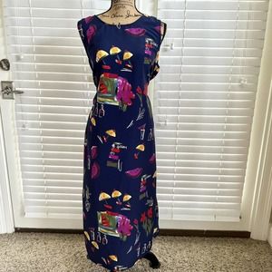 Casual Corner Annex Womens Sz 6 Petite Blue Sleeveless Margarita Drink Dress